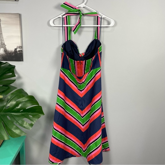 Trina Turk Rhiannon striped multicolored halter dress Sz 2 - Picture 7 of 12